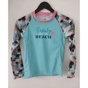 New Juice Box Girl's Rash Guard Swim Tee Sz L 10/12